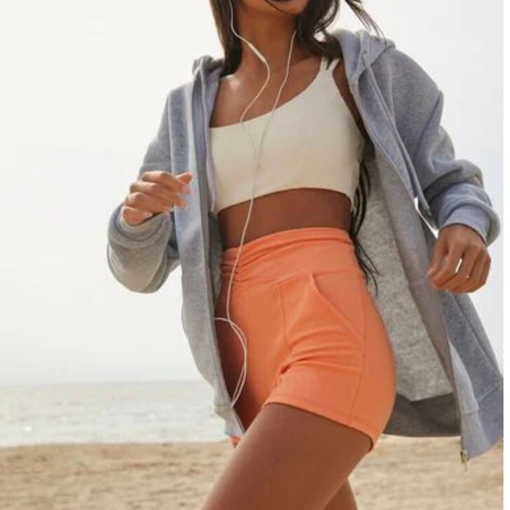 FOREVER 21 ORANGE HIGH RISE BIKER SHORTS WITH POCKETS SIZE SMALL